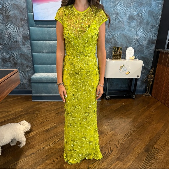 Elie Saab Vibrant Yellow Embellished Gown - Picture 1 of 7